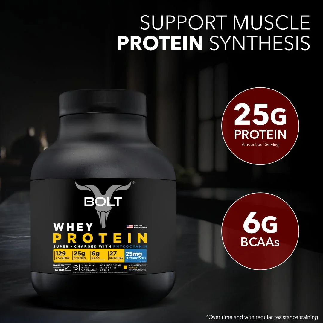 Bolt Nutrition 100% Whey Protein Powder 2lb, 27 Servings