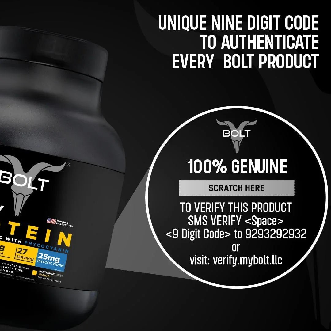 Bolt Nutrition 100% Whey Protein Powder 2lb, 27 Servings