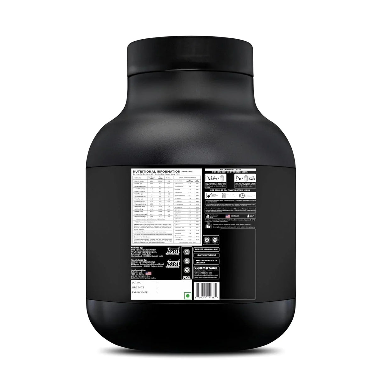 Bolt Nutrition 100% Whey Protein Powder 2lb, 27 Servings