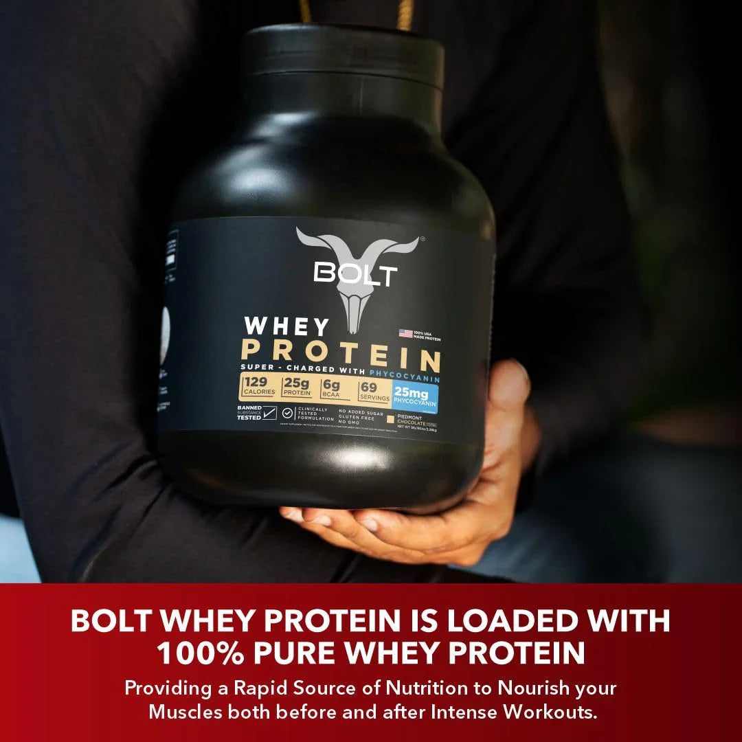 Bolt Nutrition 100% Whey Protein Powder 5lb, 69 Servings