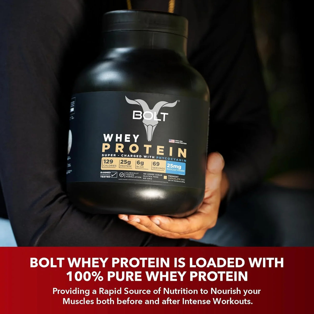 Bolt Nutrition 100% Whey Protein Powder 2lb, 27 Servings