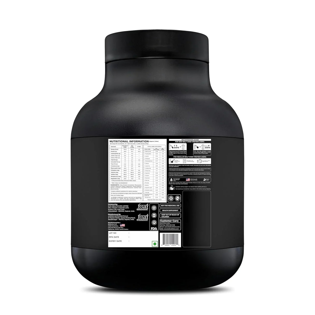 Bolt Nutrition 100% Whey Protein Powder 2lb, 27 Servings