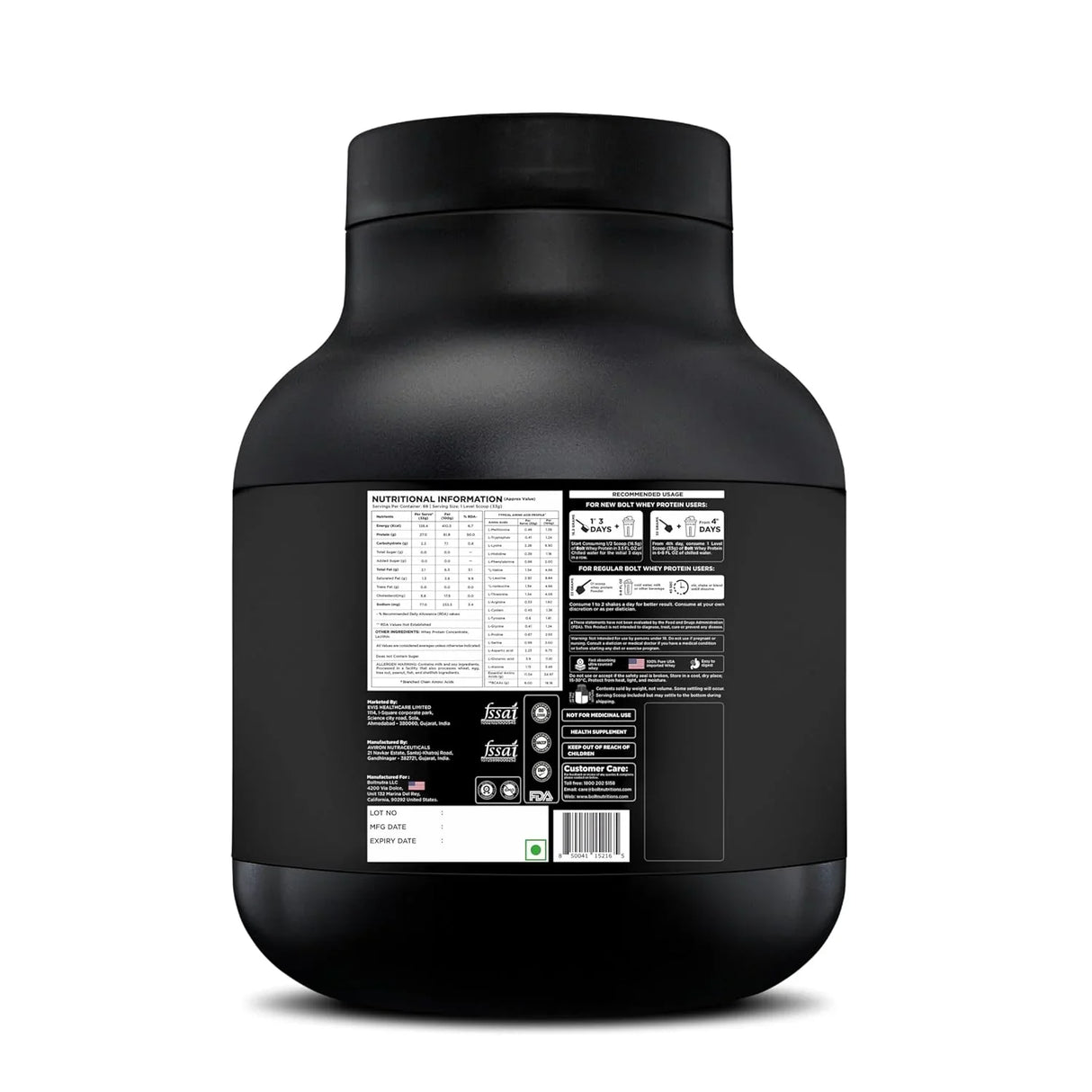 Bolt Nutrition 100% Whey Protein Powder 5lb, 69 Servings