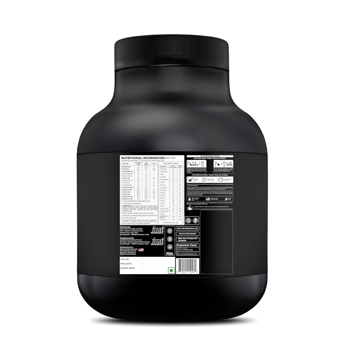 Bolt Nutrition Whey Isolate Protein Powder 2lb, 27 Servings