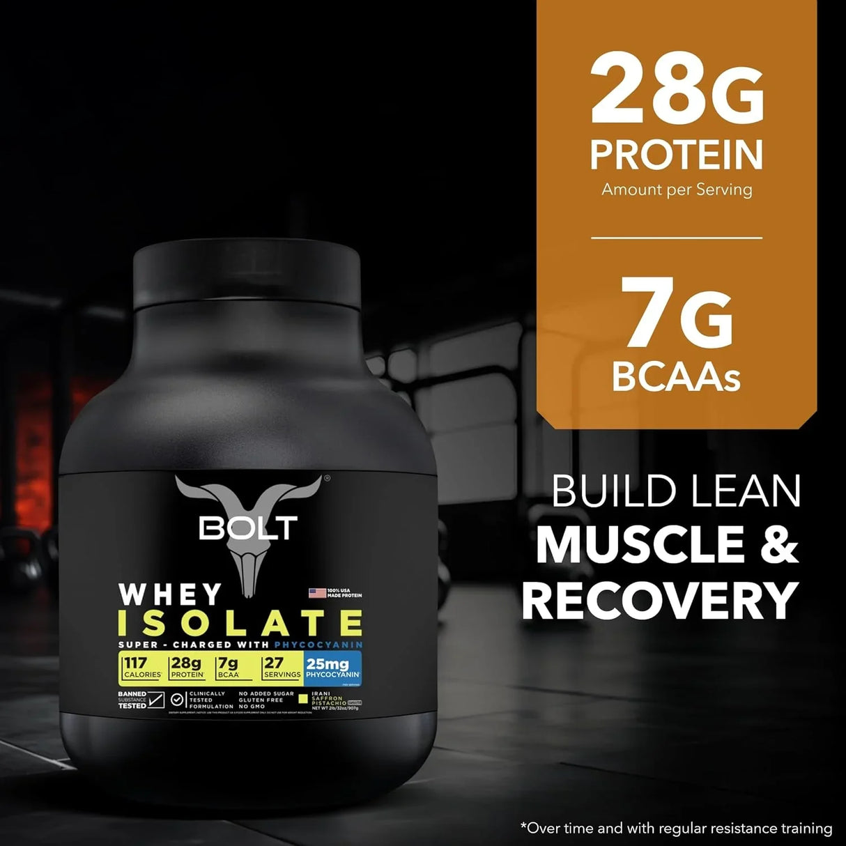 Bolt Nutrition Whey Isolate Protein Powder 2lb, 27 Servings