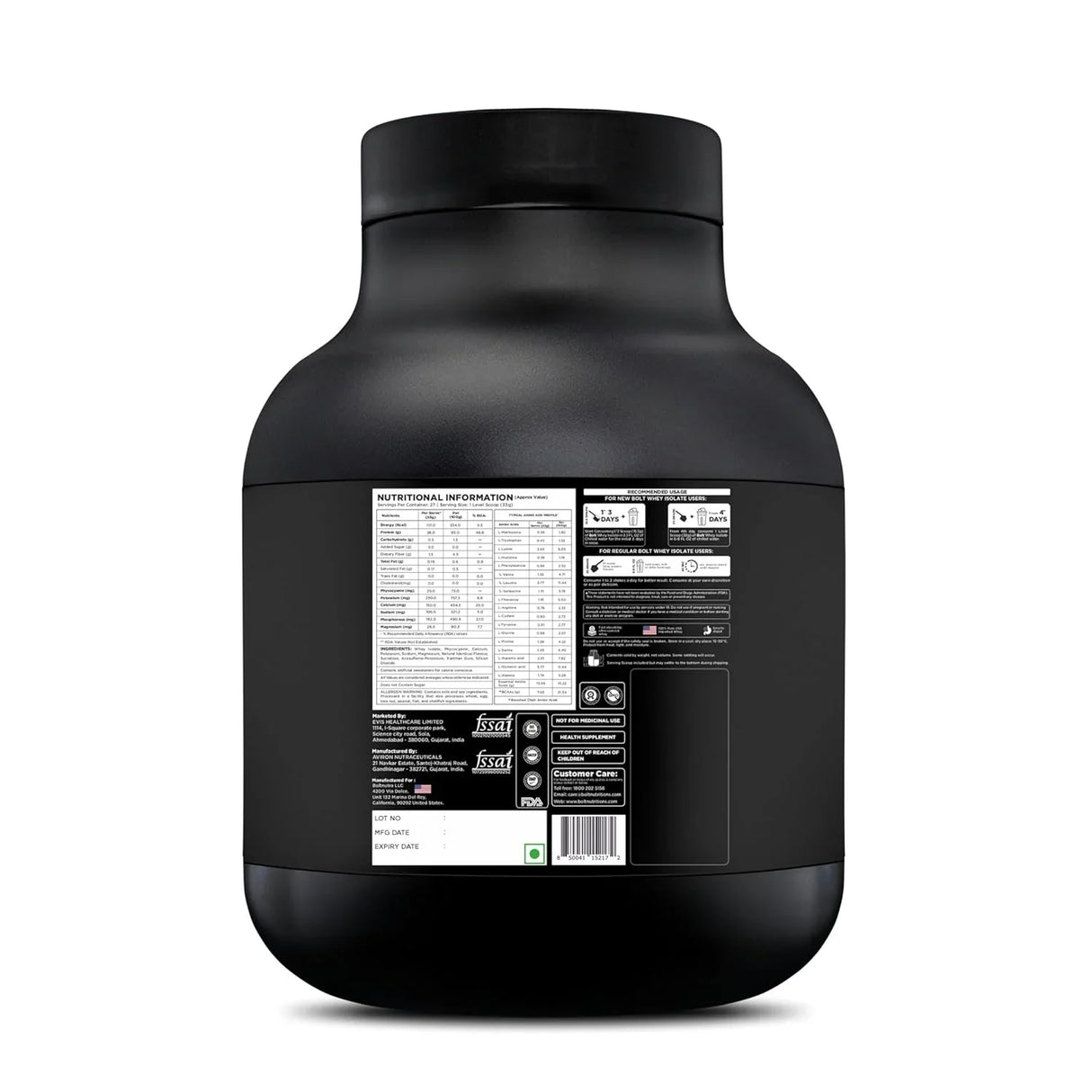 Bolt Nutrition Whey Isolate Protein Powder 2lb, 27 Servings