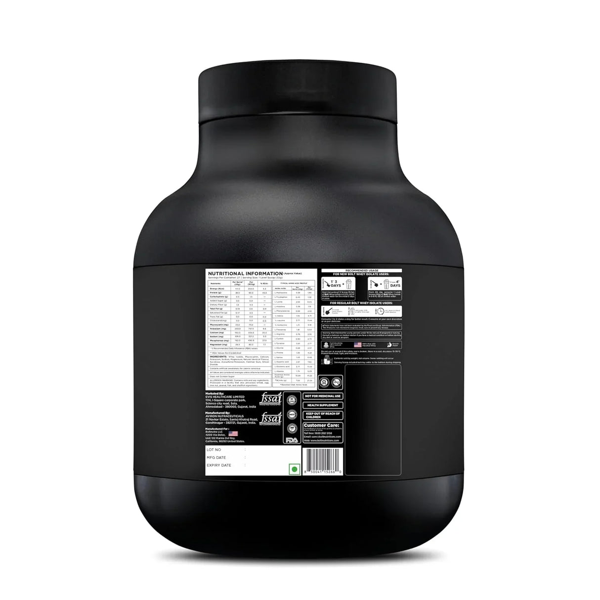 Bolt Nutrition Whey Isolate Protein Powder 2lb, 27 Servings