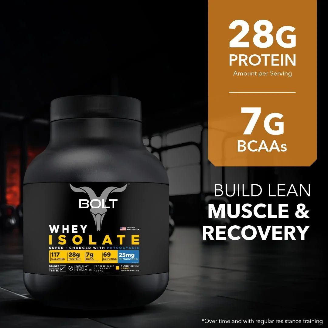 Bolt Nutrition Whey Isolate Protein Powder 5lb, 69 Servings