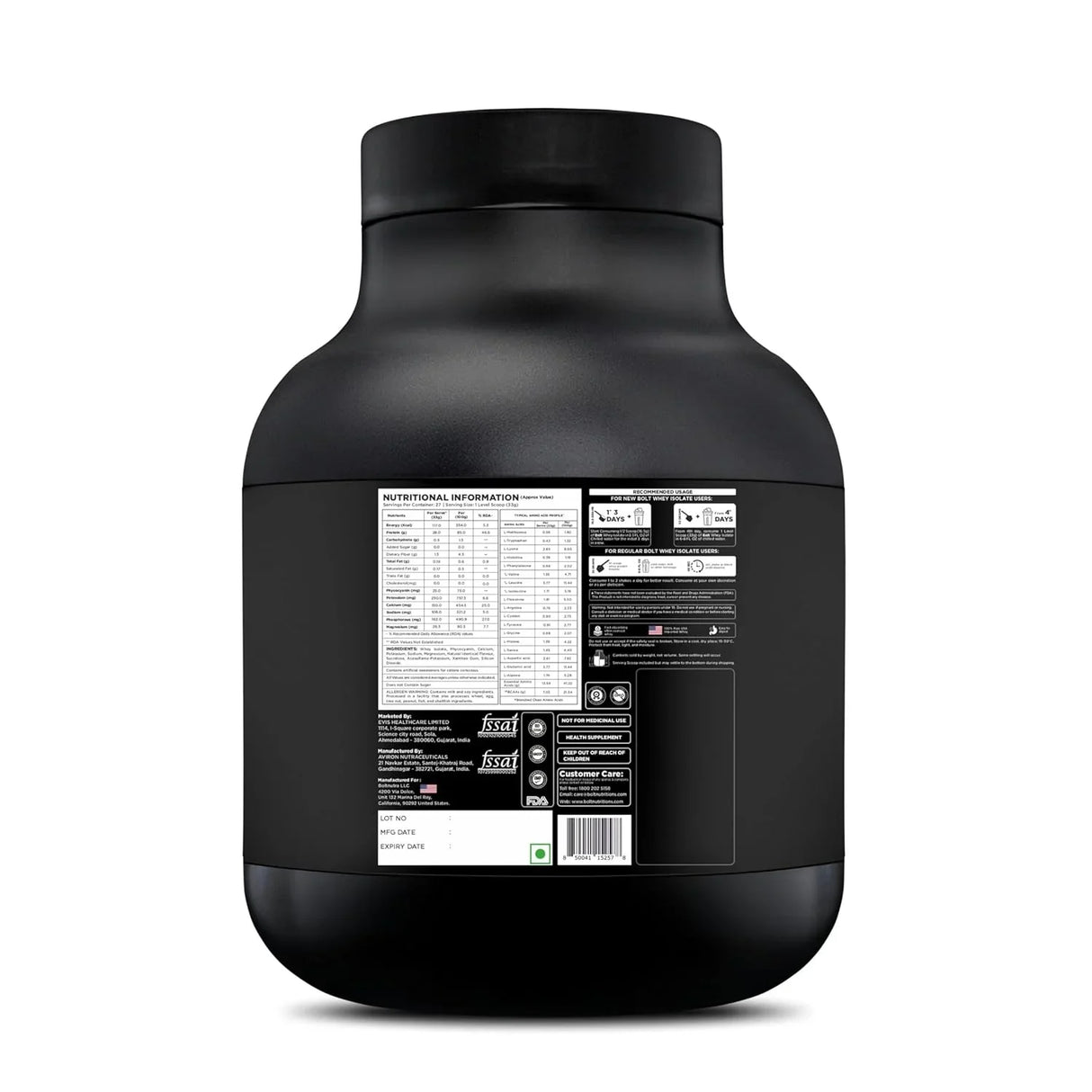 Bolt Nutrition Whey Isolate Protein Powder 2lb, 27 Servings