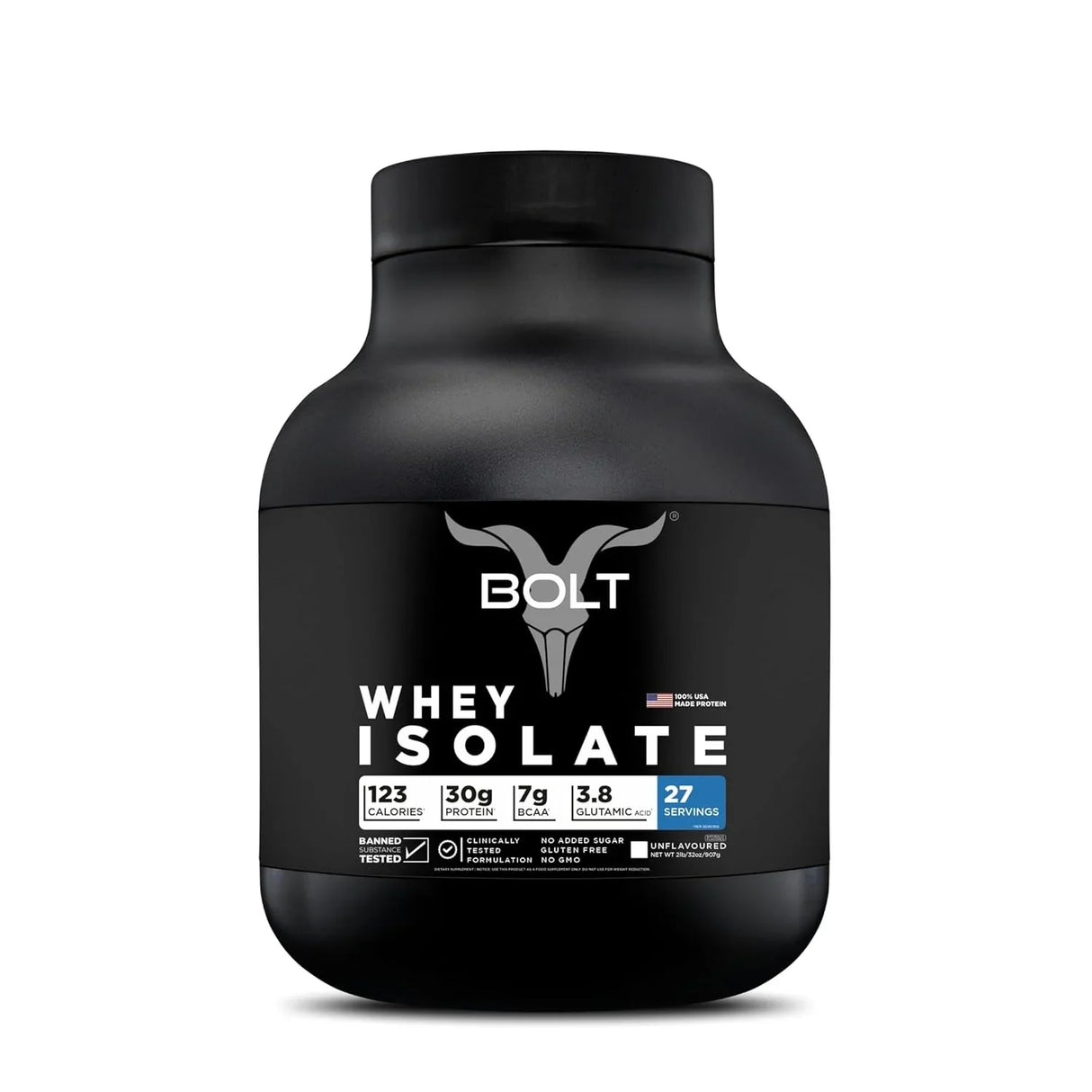 Bolt Nutrition Whey Isolate Protein Powder 2lb, 27 Servings