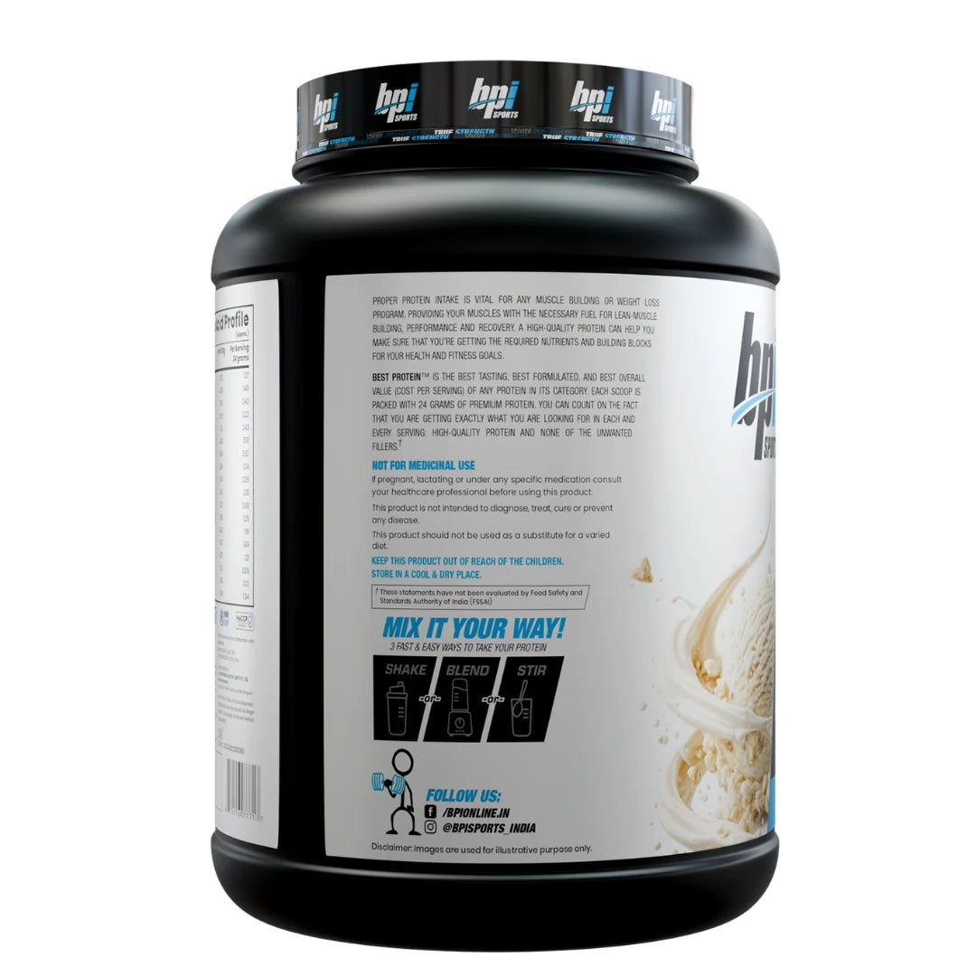 BPI Sports Best Protein Powder 2.24kg | 24g Protein Per Scoop | Whey Protein Blend | 66 Servings