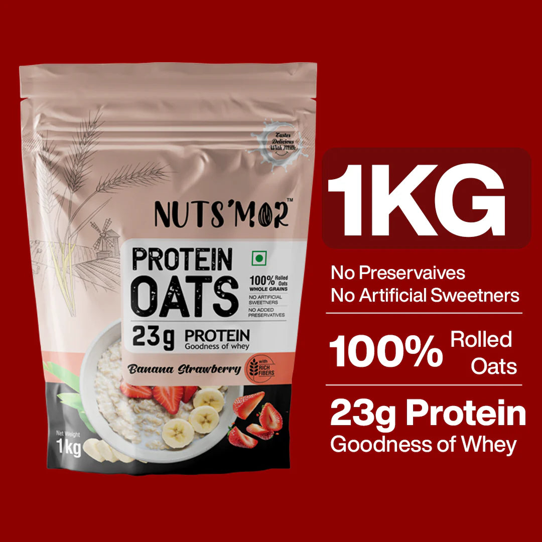 Nuts'Mor High Protein Oats with Goodness of Whey - 1Kg | 20 Servings
