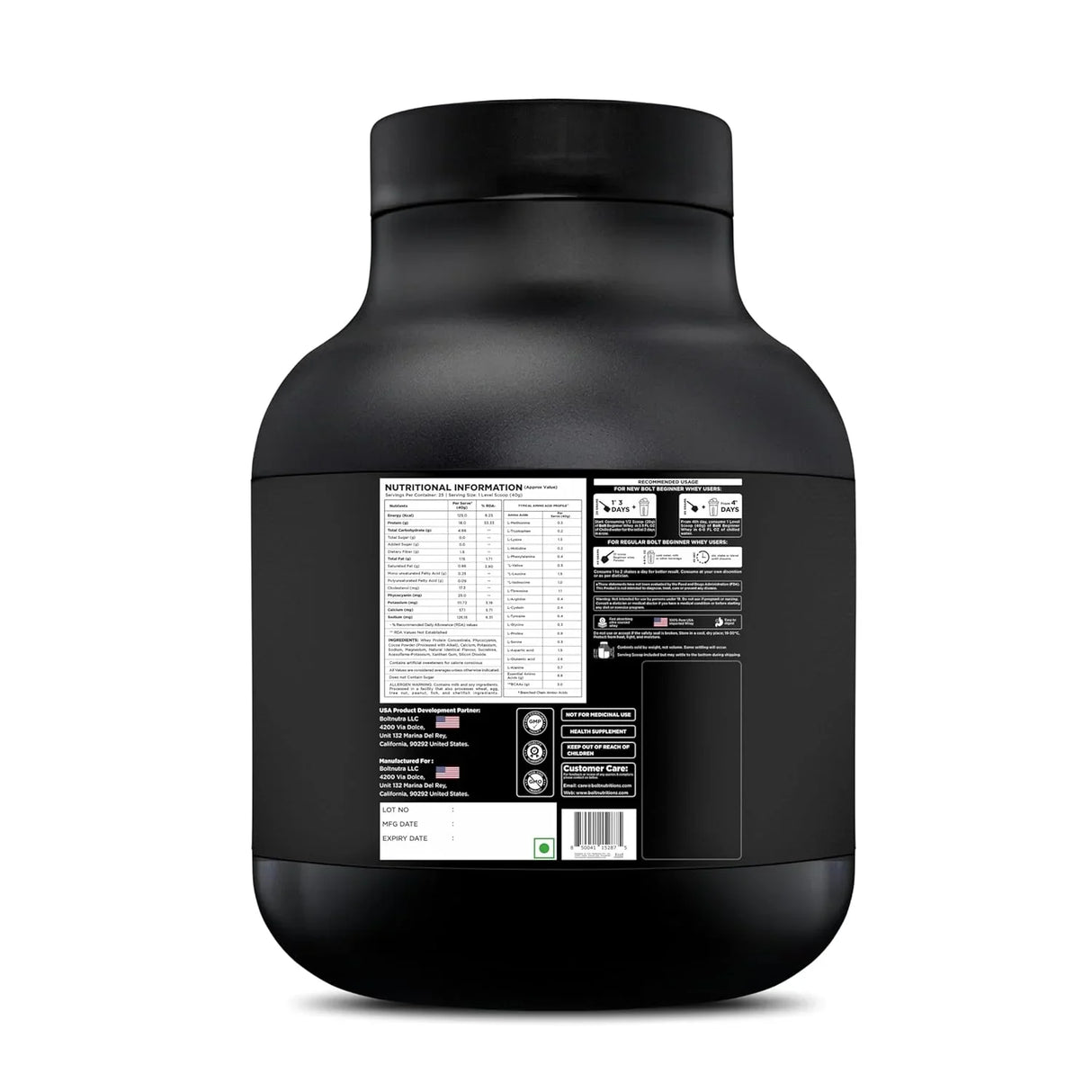 Bolt Nutrition Beginner Whey Protein 2.2lb, 25 Servings