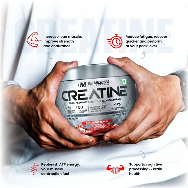 Big Muscles Nutrition Micronised Creatine Monohydrate Powder 100g - 33 Servings