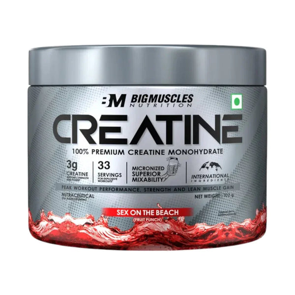 Buy Big Muscles Creatine 33 servings supplement online at Nutristar, fruit punch flavor.
