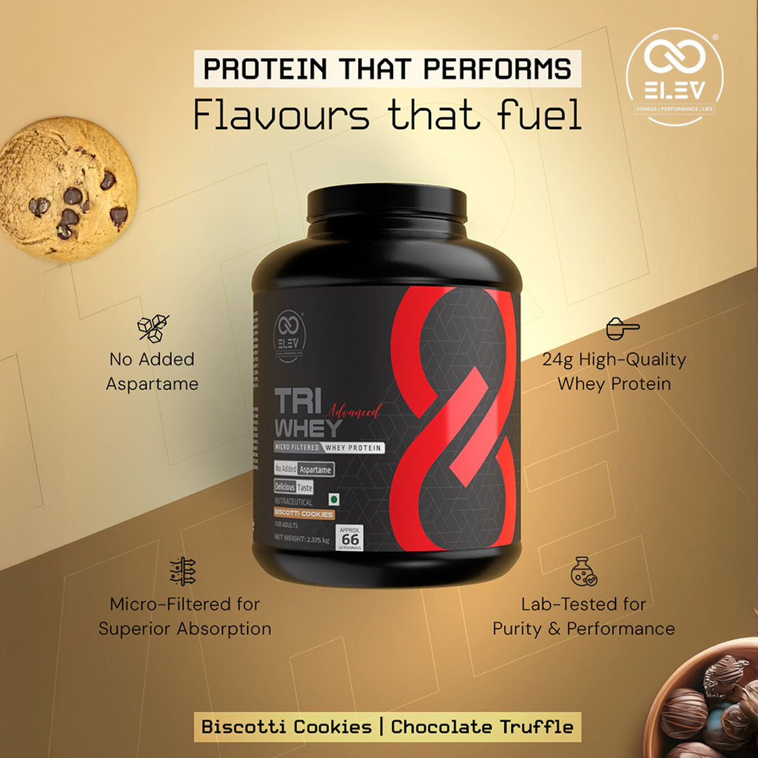 Elev Tri Whey Advanced Micro Filtered Whey Protein Powder | 2.375kg (66 Servings)
