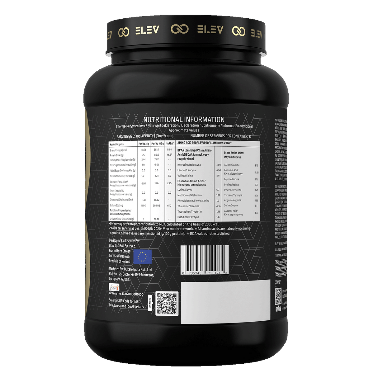 Elev ISO GOLD Whey Protein Powder | 1kg (32 Servings)