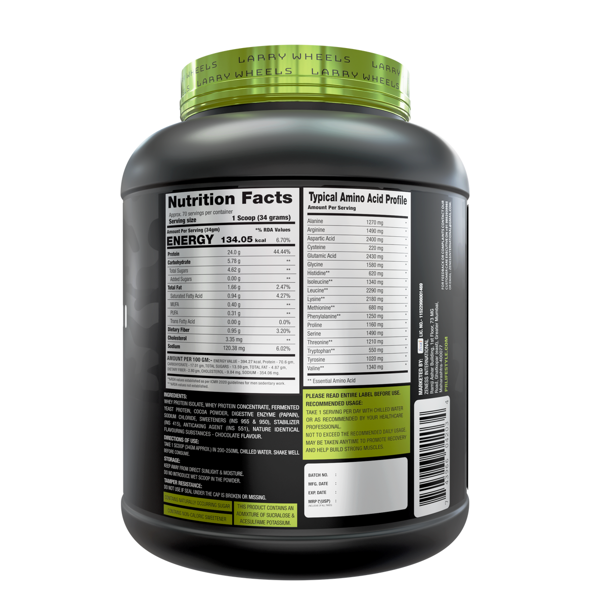 PR Supplements Larry Wheels Whey Protein Powder 2.38kg | Whey Protein Supplement