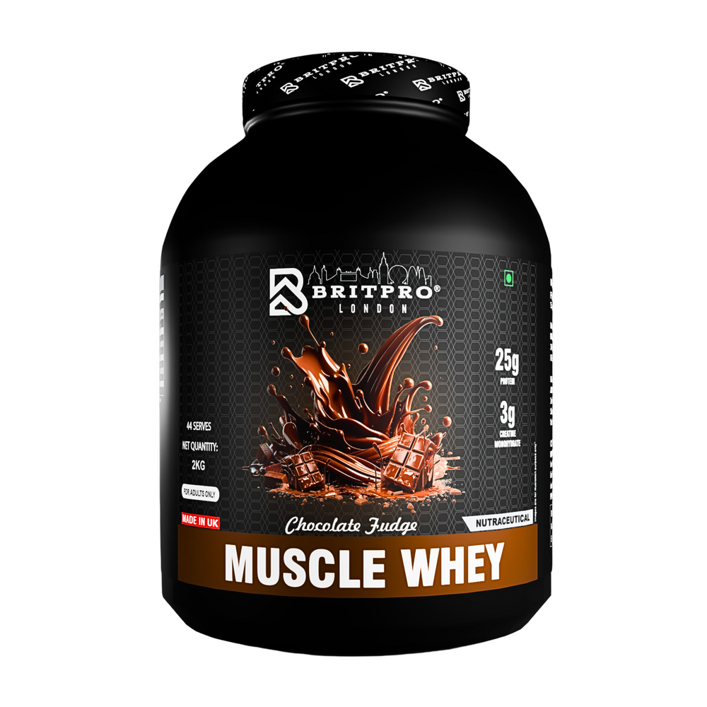 BRITPRO London Muscle Whey Protein Powder - 2kg | 44 Servings (INDIAN)