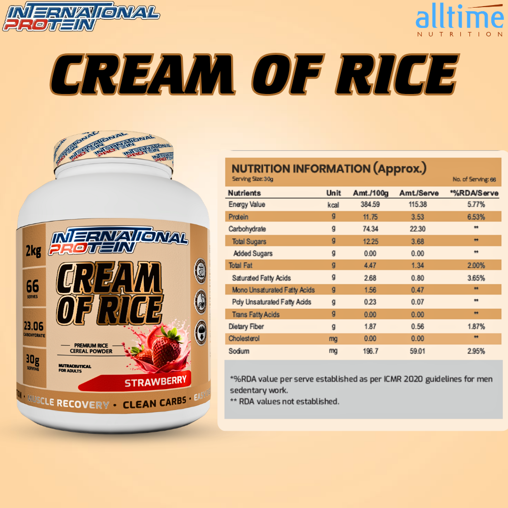 International Protein Cream of Rice | Premium Rice Cereal Powder | Easy Digesting Clean Carbohydrate | 2kg (66 Servings)
