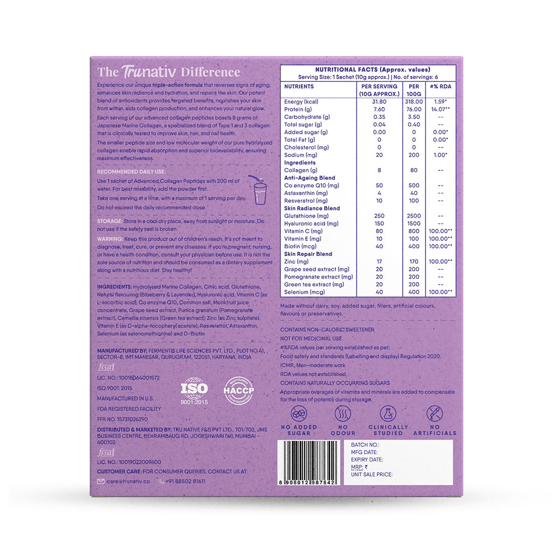 TruNativ Collagen Powder, Marine Collagen Type 1 & 3, 10g