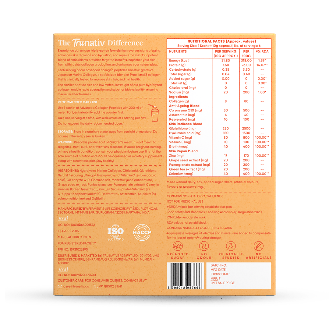 TruNativ Collagen Powder, Marine Collagen Type 1 & 3, 10g