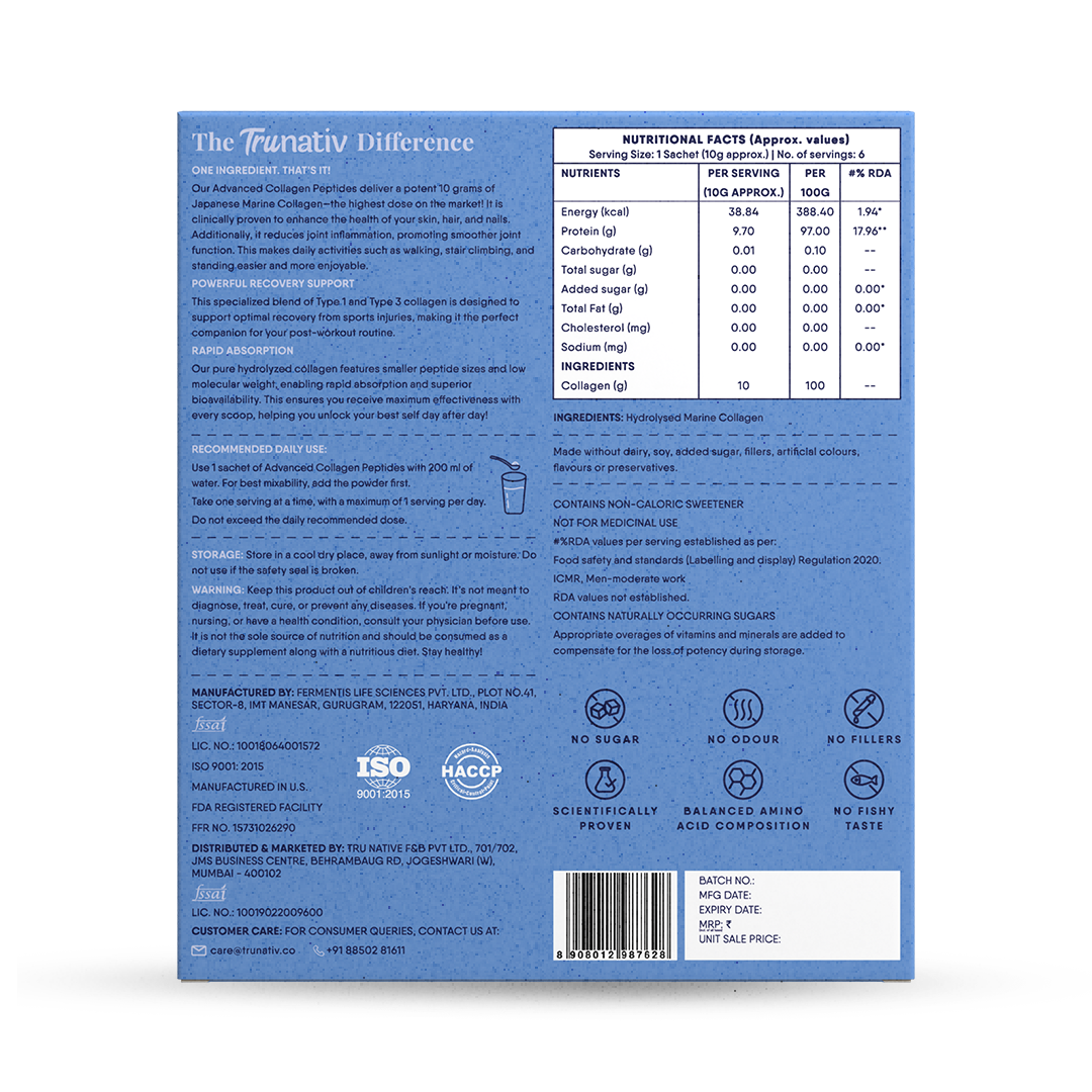 TruNativ Collagen Powder, Marine Collagen Type 1 & 3, 10g