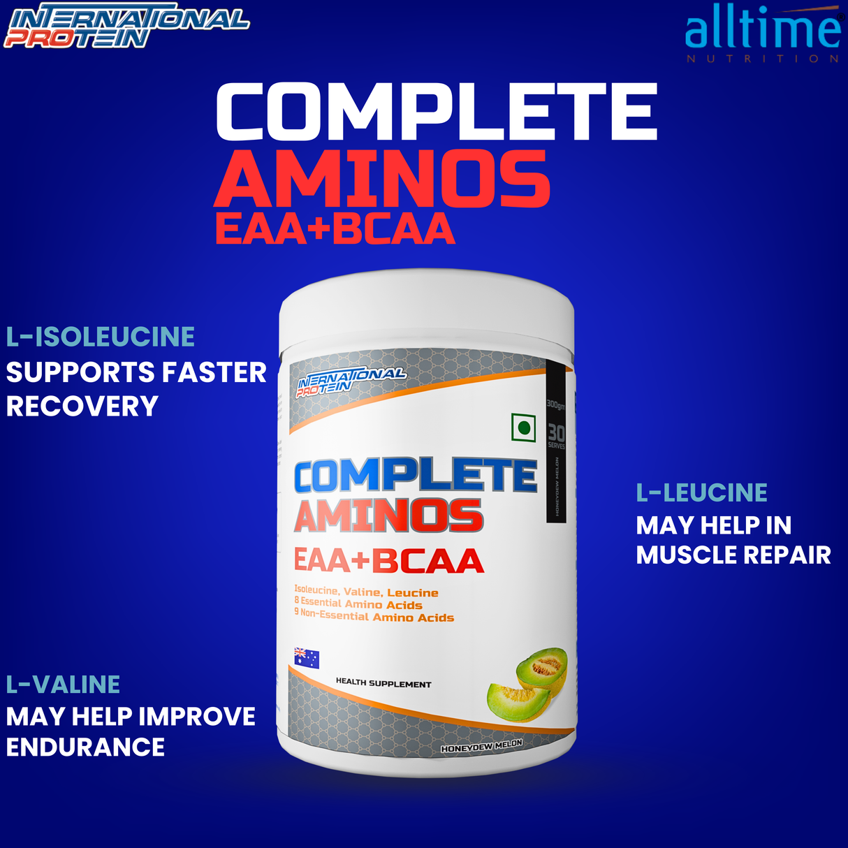 International Protein Complete Aminos 300g - 30 Servings (Indian)