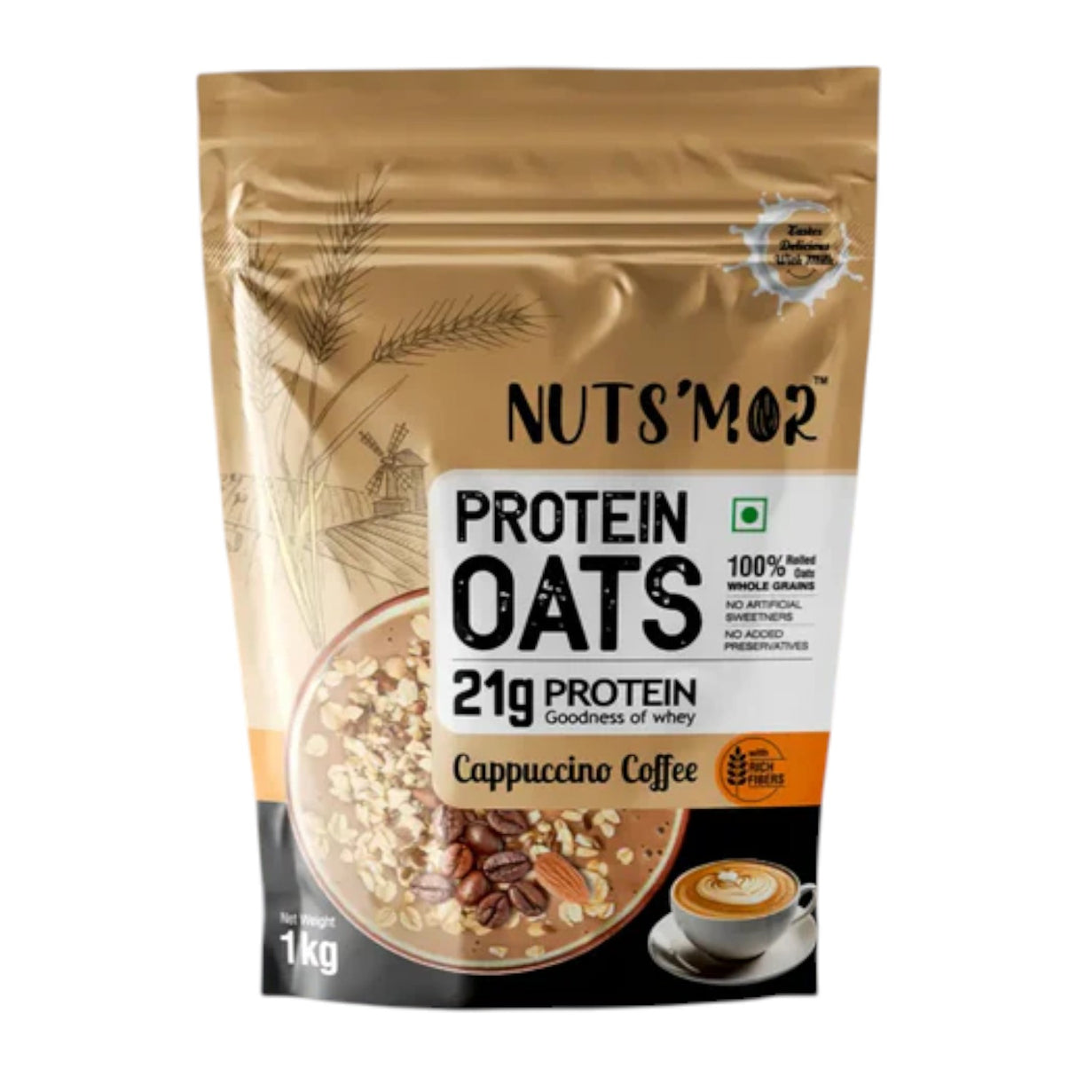 Nuts'Mor High Protein Oats with Goodness of Whey - 1Kg | 20 Servings