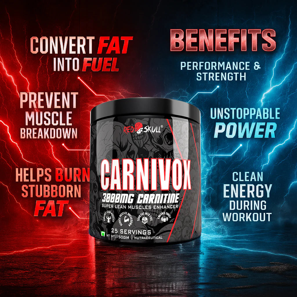 Redskull Carnivox 3000mg L-Carnitine – 25 Servings | Energy & Metabolism Support | 150g