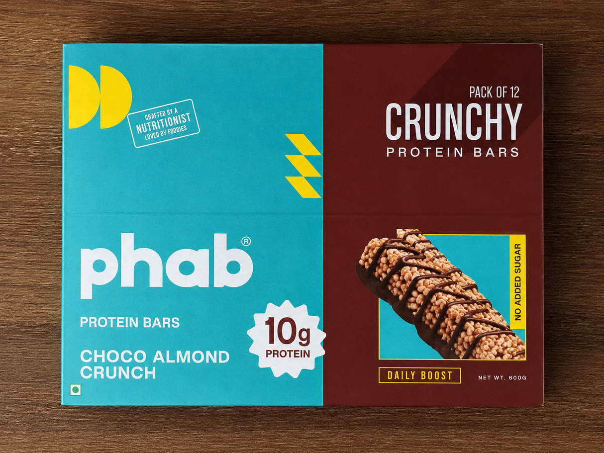 PHAB Crunchy Protein Bar | Pack of 12 | 10g Protein