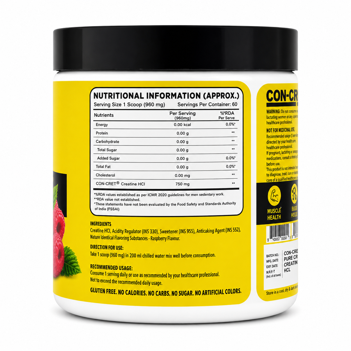Con-Cret Creatine Pure Creatine HCL 45 Gm - 60 Servings