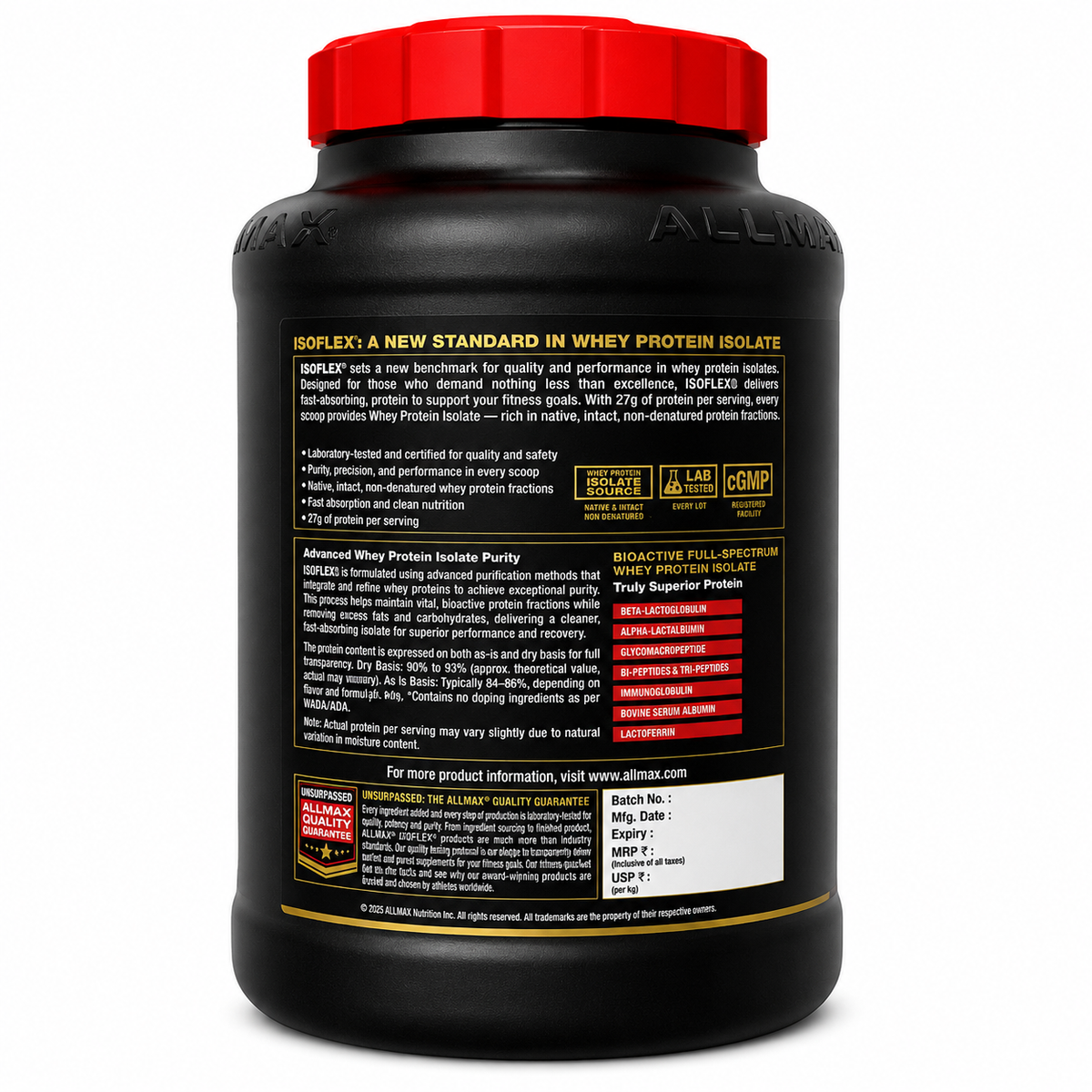Allmax Isoflex Protein Powder 4lb | Whey Protein Isolate | 56 Servings