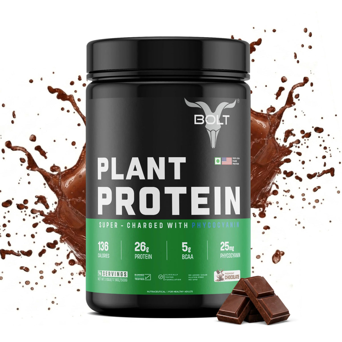 Bolt Nutrition Biozyme Plant Protein Powder 500g | 14 Servings