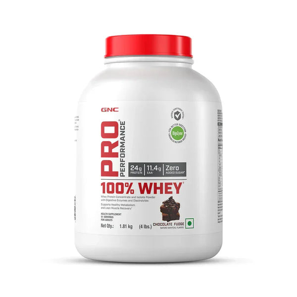 Shop GNC Pro Performance 100% Whey protein chocolate fudge 4 lbs at Nutristar online