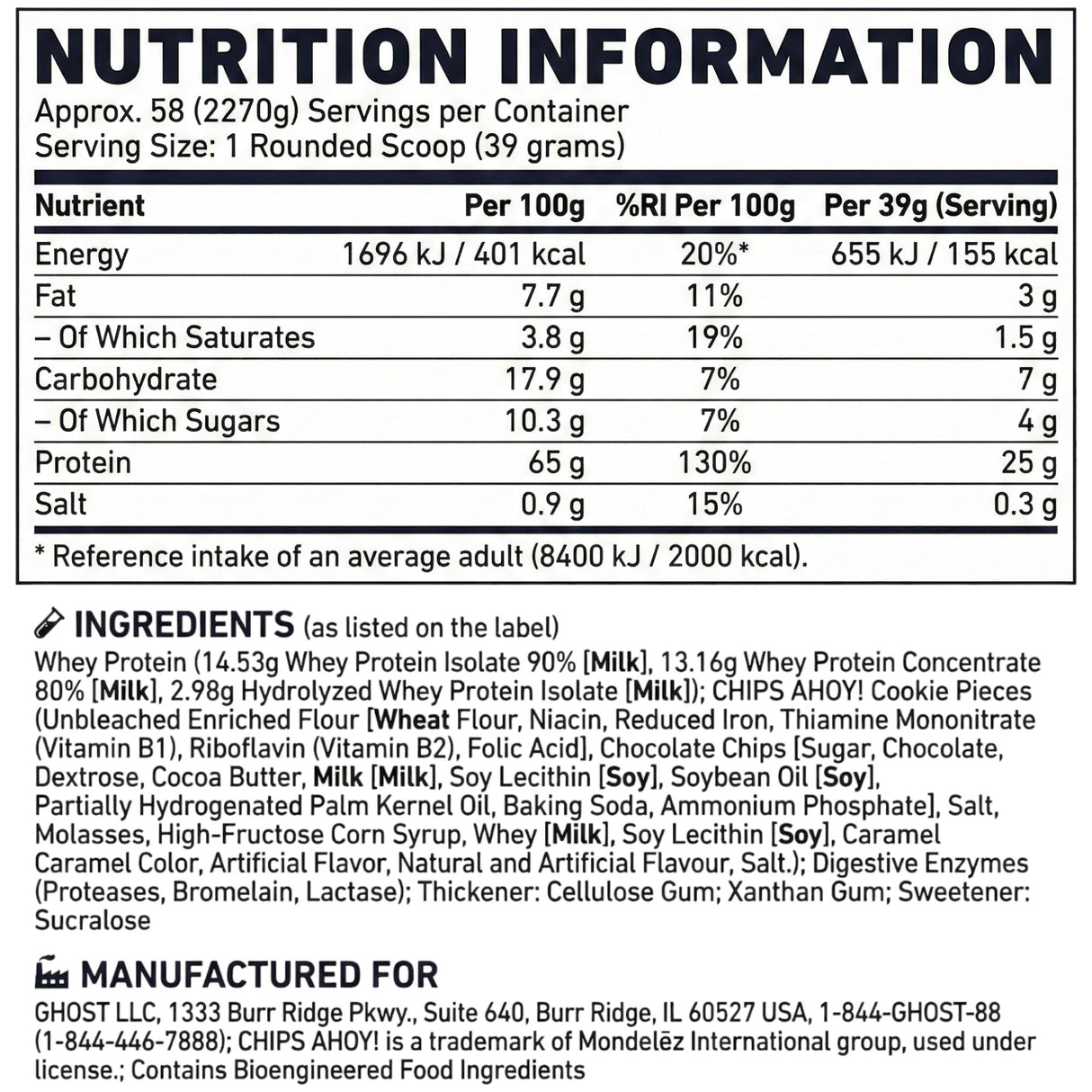 Ghost Whey Protein Powder, 2400g (5 lbs)