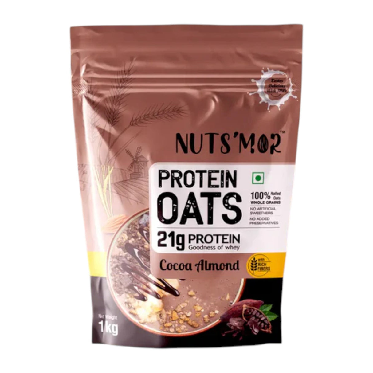 Nuts'Mor High Protein Oats with Goodness of Whey - 1Kg | 20 Servings
