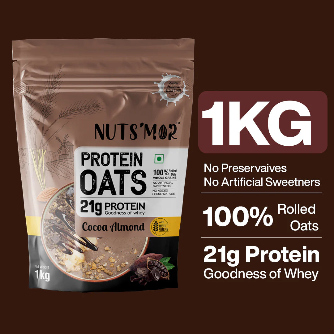Nuts'Mor High Protein Oats with Goodness of Whey - 1Kg | 20 Servings