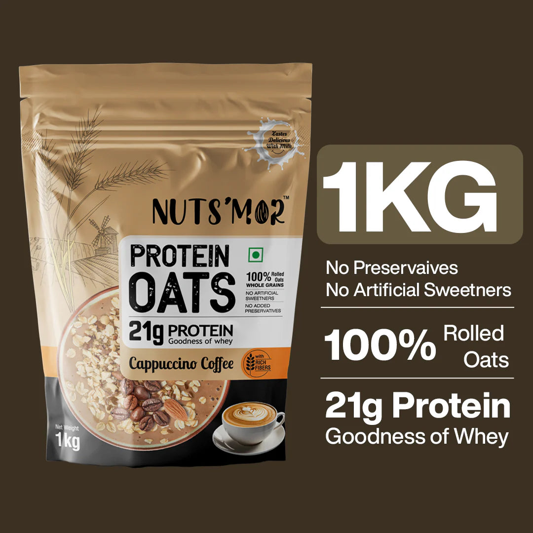 Nuts'Mor High Protein Oats with Goodness of Whey - 1Kg | 20 Servings