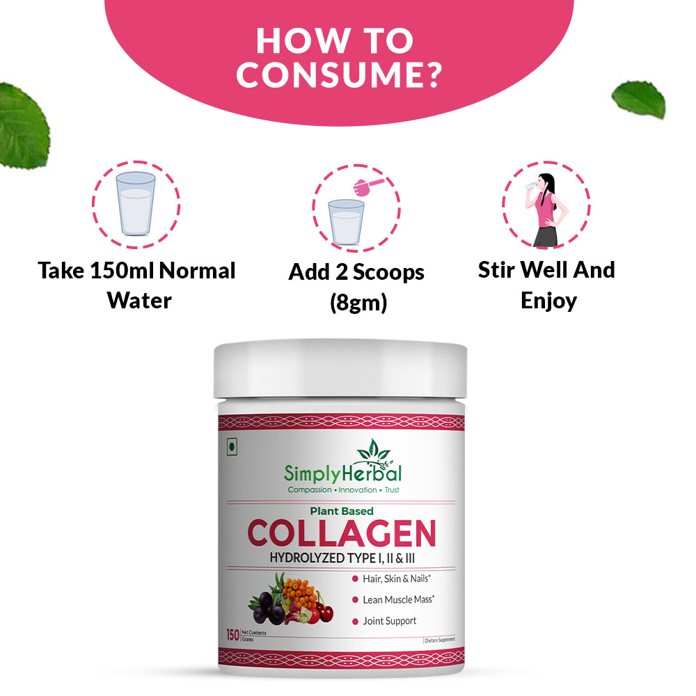 Simply Herbal Plant-Based Collagen Builder Powder 150g | Vitamin C, Silica & Biotin