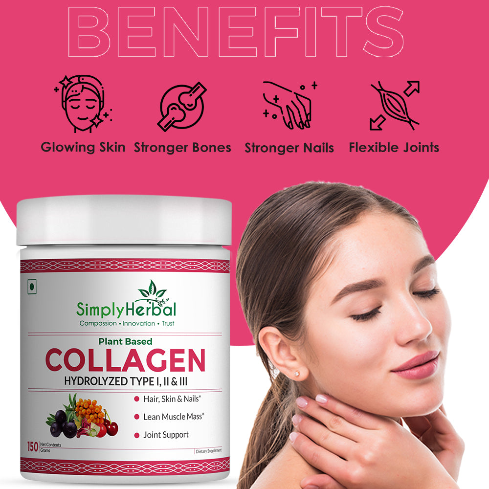 Simply Herbal Plant-Based Collagen Builder Powder 150g | Vitamin C, Silica & Biotin