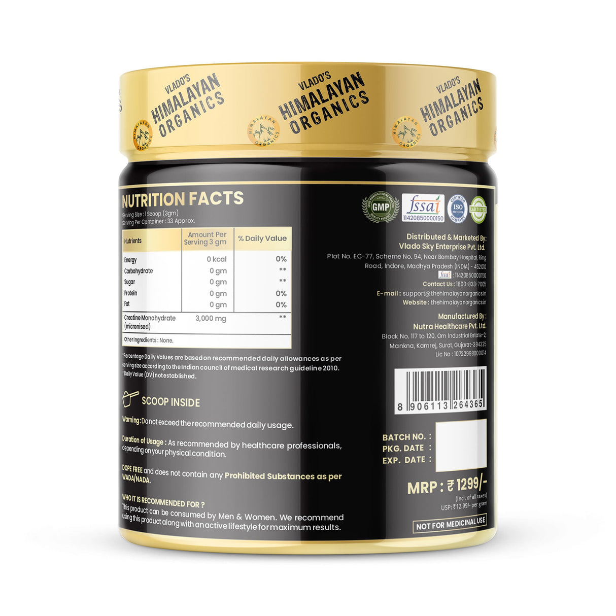 Himalayan Organics, Creatine Monohydrate 