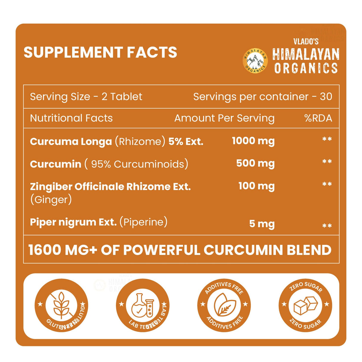 Himalayan Organics, Curcumin, 1600mg 