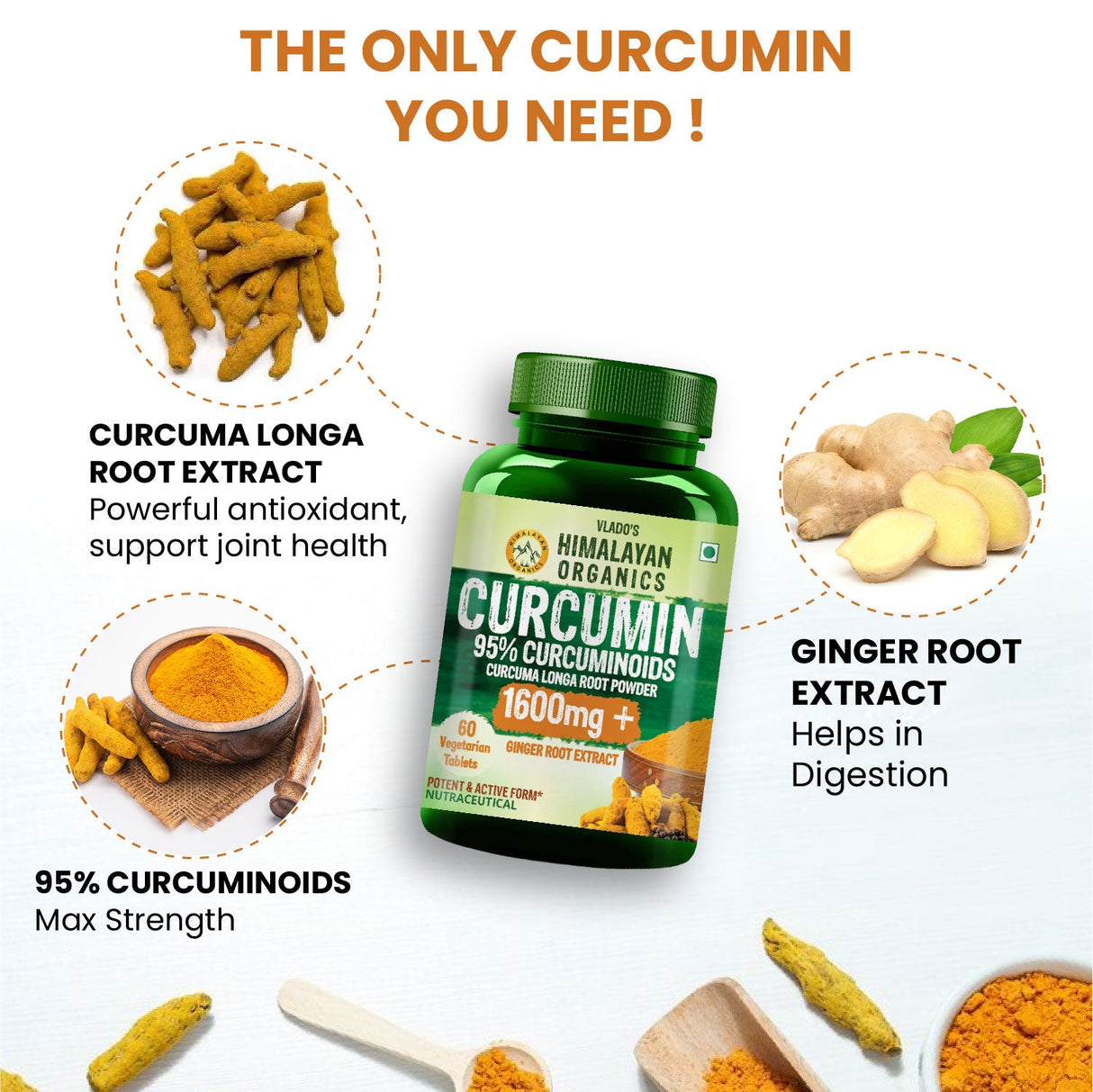 Himalayan Organics, Curcumin, 1600mg 