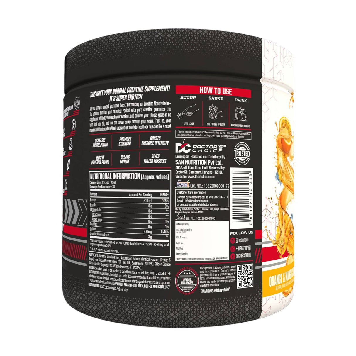 Doctor's Choice Creatine Monohydrate 250 Gm