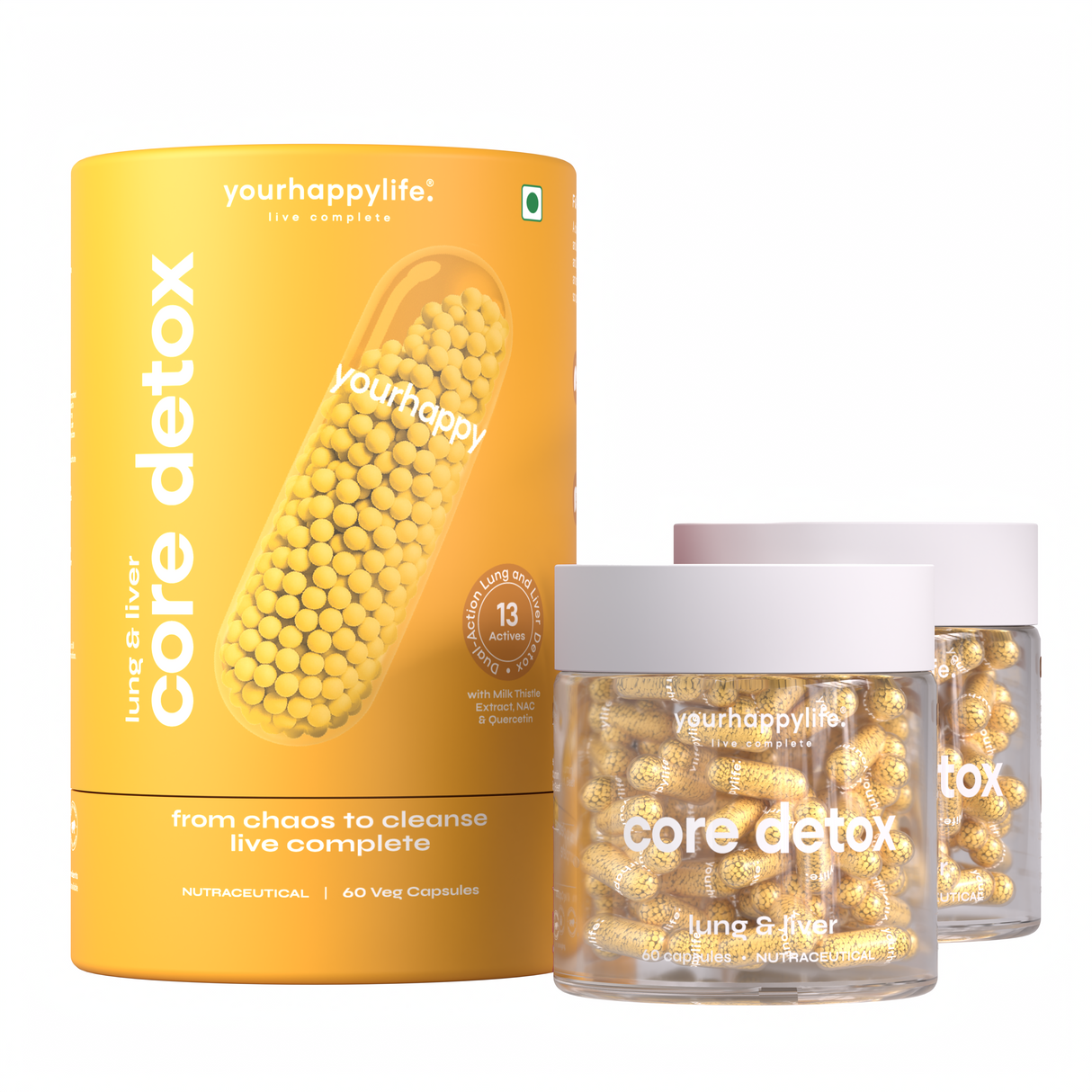 YourHappyLife Core Detox | Milk Thistle Extract 500mg & N-Acetyl Cysteine 500mg | 60 Capsules