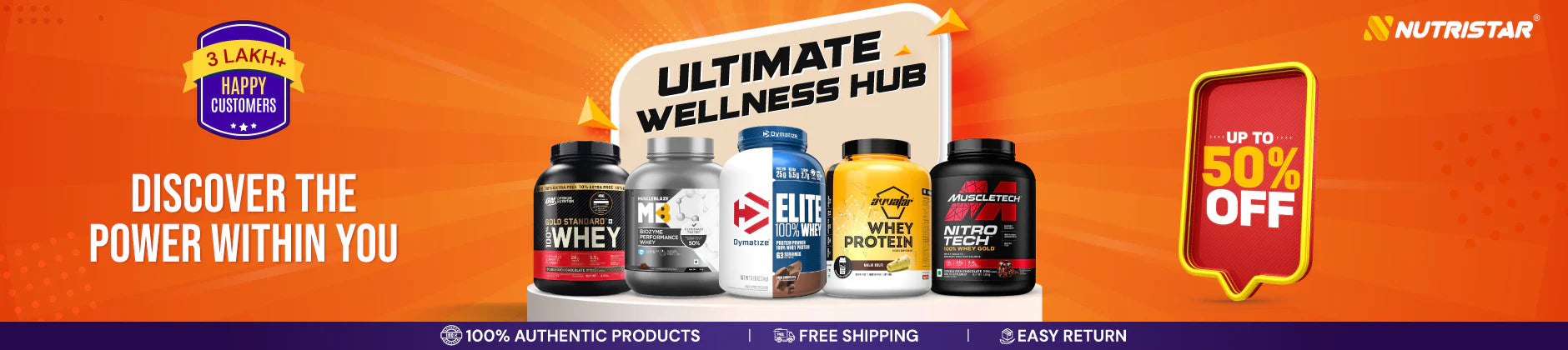 Discover premium wellness and protein supplements with up to 50% off