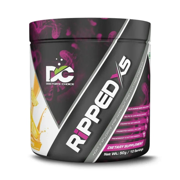 Shop Doctor's Choice Ripped X5 pineapple pre-workout supplement at Nutristar online.