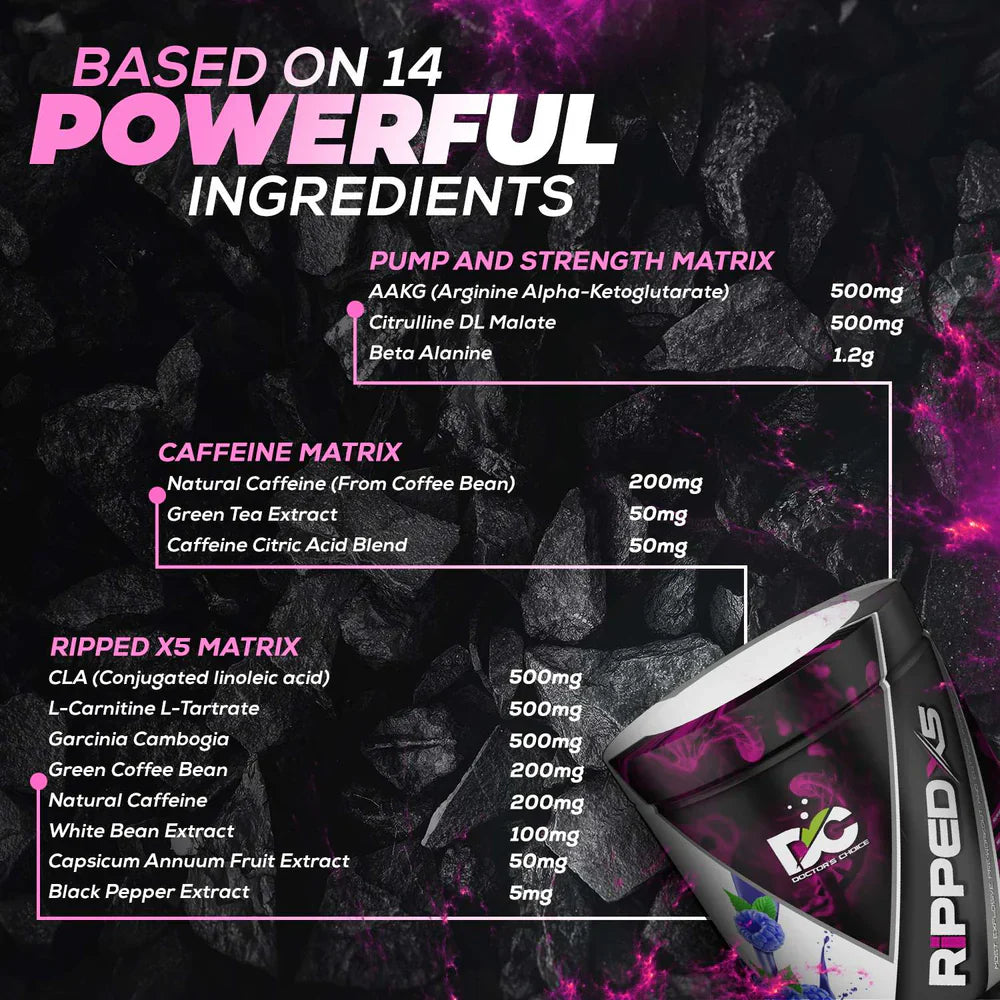 Doctor's Choice RIPPED-X5 Professional Pre-Workout Formula 30 Servings