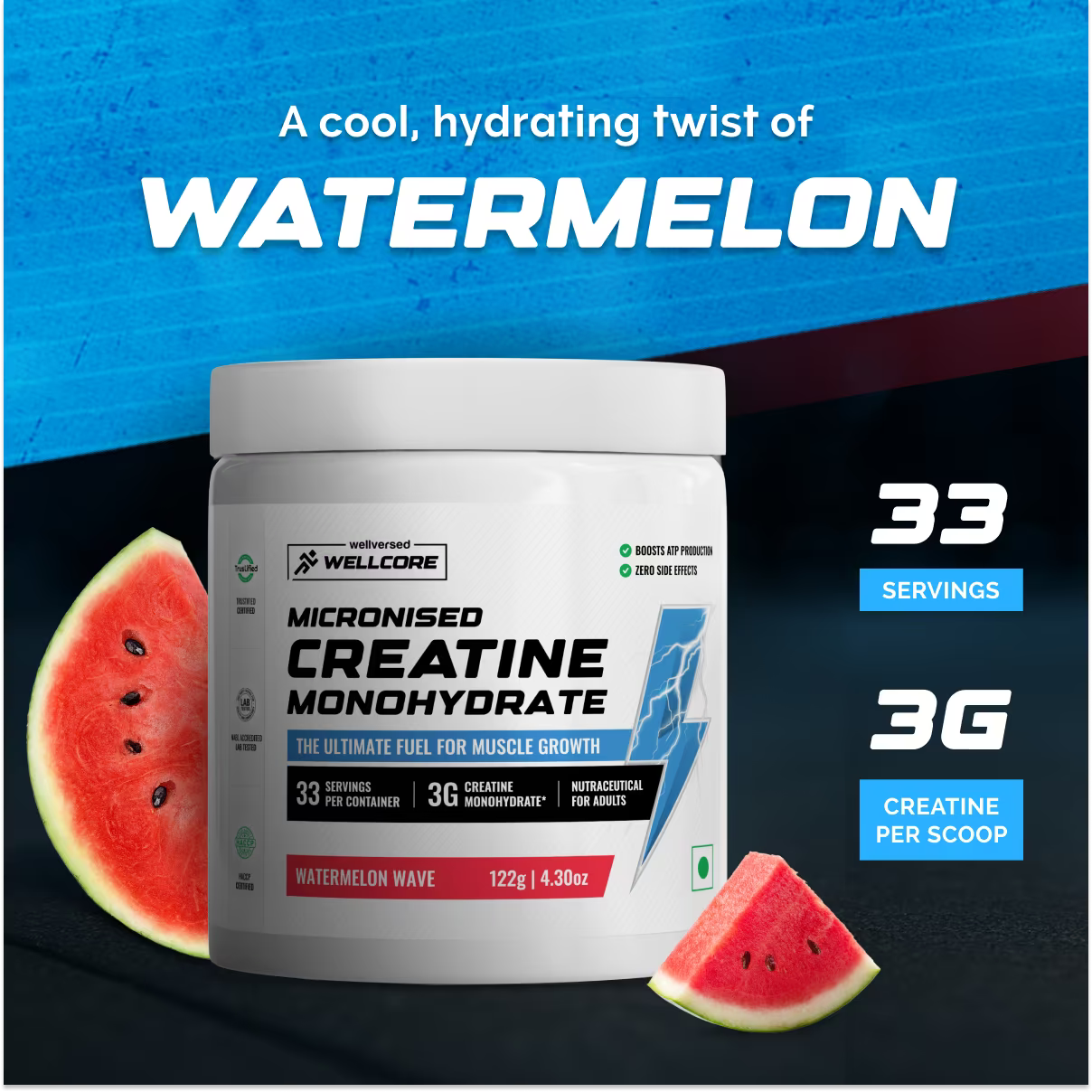 Wellcore Micronised Creatine Monohydrate, 122g
